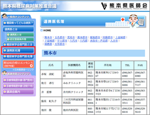 熊本県糖尿病対策推進会議ホームページ内の連携医名簿